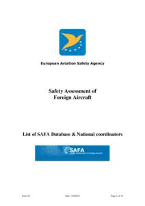 European Aviation Safety Agency  Safety Assessment of Foreign Aircraft  List of SAFA Database & National coordinators