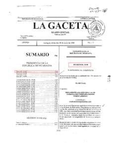 REPUBLICA DE NICARAGUA  LAGACET DIARIO OFICIAL Teléfono: Tiraje: 800 Ejemplares