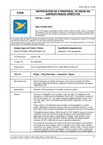 EASA PAD No.: EASA NOTIFICATION OF A PROPOSAL TO ISSUE AN AIRWORTHINESS DIRECTIVE