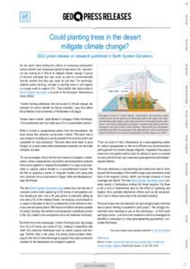 Could planting trees in the desert mitigate climate change? EGU VOICE  ARTICLES