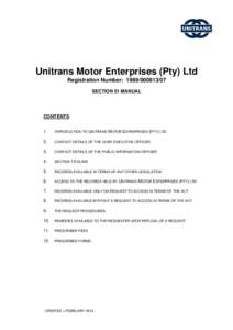 Unitrans Motor Enterprises (Pty) Ltd Registration Number: [removed]SECTION 51 MANUAL