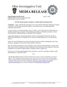 FOR IMMEDIATE RELEASE: Contact: Enforcement Commander Eric WolforJune 15, 2016