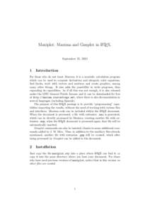 Maxiplot: Maxima and Gnuplot in LATEX. September 21, Introduction