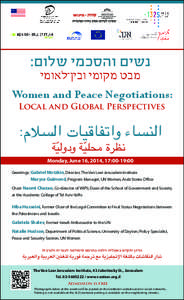 :‫נשים והסכמי שלום‬ ‫מבט מקומי ובין־לאומי‬ Women and Peace Negotiations: Local and Global Perspectives