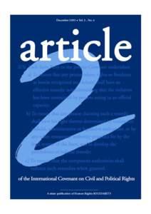 December 2003   Vol. 2 , No. 6  A sister publication of Human Rights SOLIDARITY About article 2 article 2 aims at the practical implementation of human rights. In this it recalls article 2 of