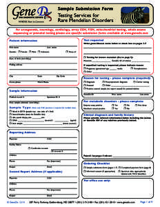 Sample Submission Form  Testing Services for Rare Mendelian Disorders  where Rare is Common