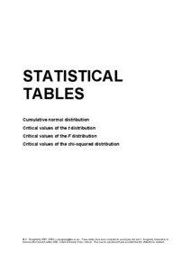 STATISTICAL TABLES Cumulative normal distribution