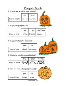 Pumpkin Glyph 1. Is your age an odd or even number? odd shape of pumpkin  tall & thin