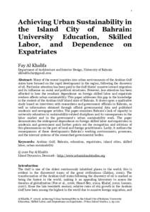 1  Achieving Urban Sustainability in the Island City of Bahrain: University Education, Skilled Labor, and Dependence on