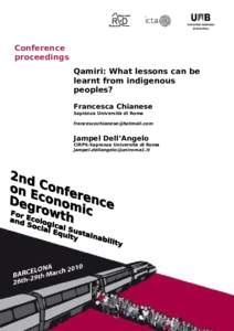 Conference proceedings Qamiri: What lessons can be learnt from indigenous peoples? Francesca Chianese