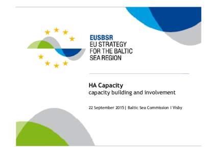 HA Capacity capacity building and involvement 22 September 2015| Baltic Sea Commission I Visby EU Strategy for the Baltic Sea Region (EUSBSR) in brief