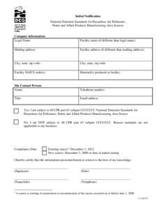 Initial Notification Form