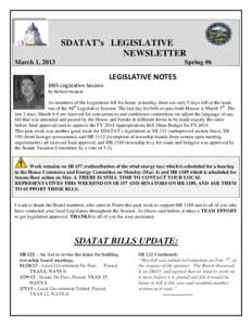 SDATAT’s LEGISLATIVE NEWSLETTER March 1, 2013 Spring #6