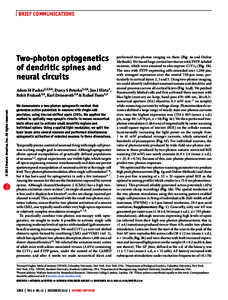 brief communications  Two-photon optogenetics of dendritic spines and neural circuits