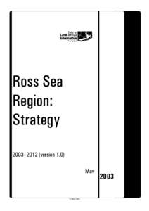 Ross Sea Region: Strategy - May 2003