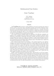 Mathematical Case Studies: — Some Topology R.D. Arthan Lemma 1 Ltd. [removed]