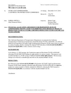 State of California DEPARTMENT OF TRANSPORTATION Business, Transportation and Housing Agency  Memorandum