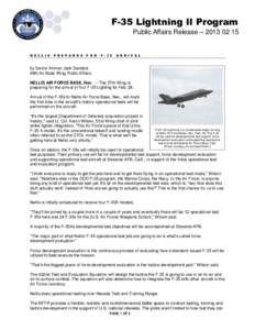 F-35 Lightning II Program Public Affairs Release – [removed]N E L L I S  P R E P A R E S