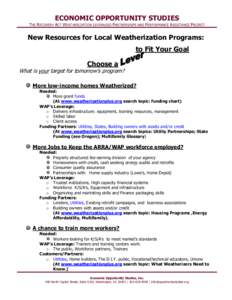 ECONOMIC OPPORTUNITY STUDIES  THE RECOVERY ACT WEATHERIZATION LEVERAGED PARTNERSHIPS AND PERFORMANCE ASSISTANCE PROJECT New Resources for Local Weatherization Programs: to Fit Your Goal