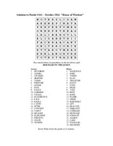 Solution to Puzzle #161 – October 2014 