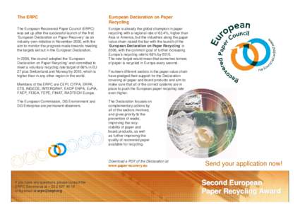 The ERPC  European Declaration on Paper Recycling  The European Recovered Paper Council (ERPC)