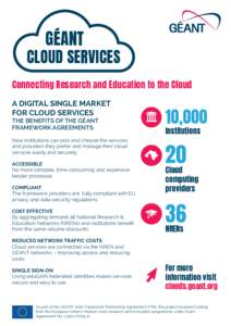 GÉANT  CLOUD SERVICES Connecting Research and Education to the Cloud A DIGITAL SINGLE MARKET FOR CLOUD SERVICES
