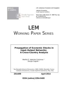LEM WORKING PAPER SERIES Propagation of Economic Shocks in Input-Output Networks: A Cross-Country Analysis