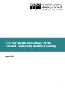One year on: progress delivering the National Responsible Gambling Strategy