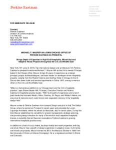Microsoft Word - Press Release_Michael F. Maurer Joins Perkins Eastman as Principal_06.08.15