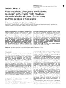 Host-associated divergence and incipient speciation in the yucca moth Prodoxus coloradensis (Lepidoptera: Prodoxidae) on three species of host plants