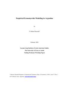 Empirical Economywide Modeling in Argentina  by P. Ruben Mercado*