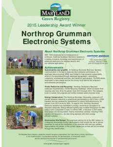 Green Registry 2015 Leadership Award Winner Northrop Grumman Electronic Systems About Northrop Grumman Electronic Systems