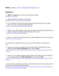 Thaddeus J. Trenn Personal Reflection Questionnaire