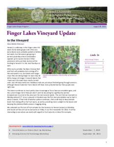 Finger Lakes Grape Program  August 28, 2013 In the Vineyard Hans Walter-Peterson