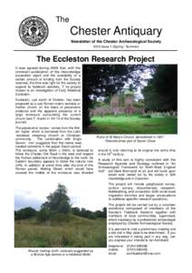 The  Chester Antiquary Newsletter of the Chester Archaeological Society 2010 Issue 1 (Spring / Summer)
