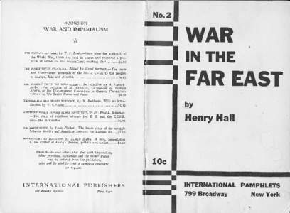 No.2 BOOKS ON WAR AND IMPERIALISM  WAR