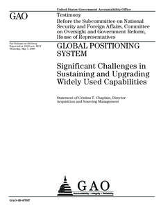United States Government Accountability Office  GAO Testimony Before the Subcommittee on National