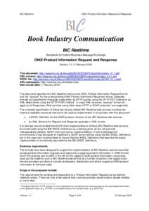 BIC Realtime  ONIX Product Information Request and Response Book Industry Communication BIC Realtime