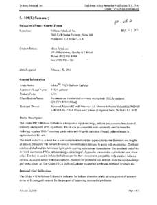 TriReme Medical, Inc.  Traditional 510(k) Premarket Notification (KI[removed]GliderTM PTCA Balloon Catheter[removed]k) Summary