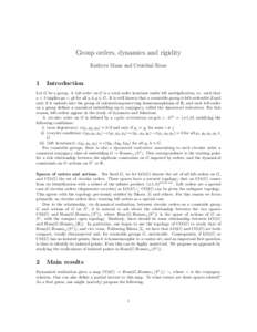 Group orders, dynamics and rigidity Kathryn Mann and Crist´obal Rivas 1  Introduction