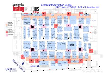 Everbright Convention Centre WEST HALL, 1ST FLOOR 15, 16 & 17 September 2015 5T 12.5m²