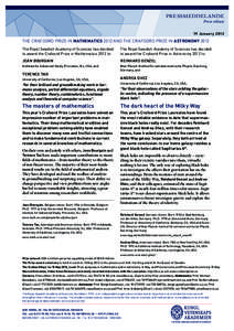 PRESSMEDDELANDE  Press release 19 J anuary 2012