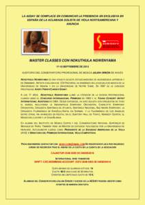 LA AESAV SE COMPLACE EN COMUNICAR LA PRESENCIA EN EXCLUSIVA EN ESPAÑA DE LA ACLAMADA SOLISTA DE VIOLA NORTEAMERICANA Y ANUNCIA MASTER CLASSES CON NOKUTHULA NGWENYAMASEPTIEMBRE DE 2013
