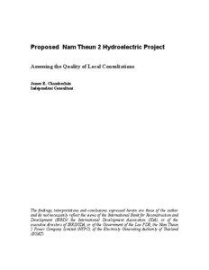 Proposed  Nam Theun 2 Hydroelectric Project