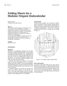 Richard Hirsch  MAPS 35 Folding Sheets for a Modular Origami Dodecalendar