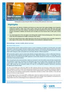 Fighting Hunger Worldwide  Special mVAM Bulletin #1: September 2014 Sierra Leone September 2014: higher coping in the Ebola-affected districts of Kailahun and Kenema