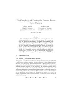 The Complexity of Proving the Discrete Jordan Curve Theorem Phuong Nguyen Mcgill University 