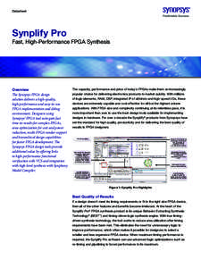 Datasheet  Synplify Pro Fast, High-Performance FPGA Synthesis  Overview