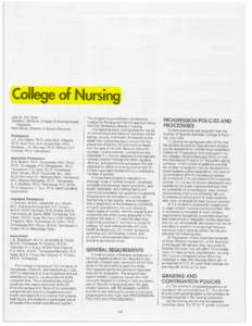 College of Nursing Joan E. Uhl, Dean Sandra L. McGuire, Director of Undergraduate Programs Beth Barret, Director of Student Services Professors :