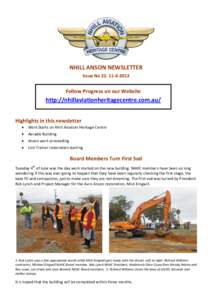 NHILL ANSON NEWSLETTER Issue No[removed]‐6‐2013 Follow Progress on our Website  http://nhillaviationheritagecentre.com.au/
